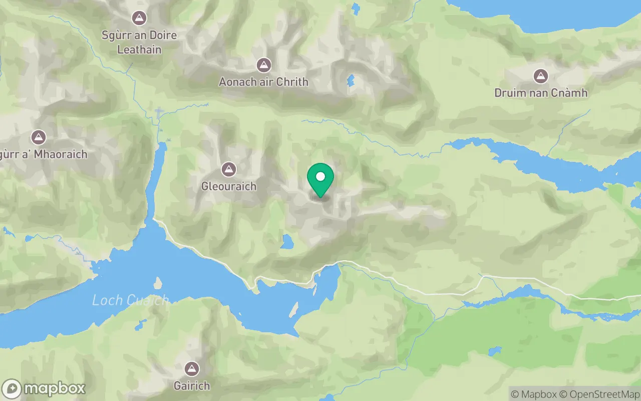 Map showing the location of Spidean Mialach in Fort William, Scotland