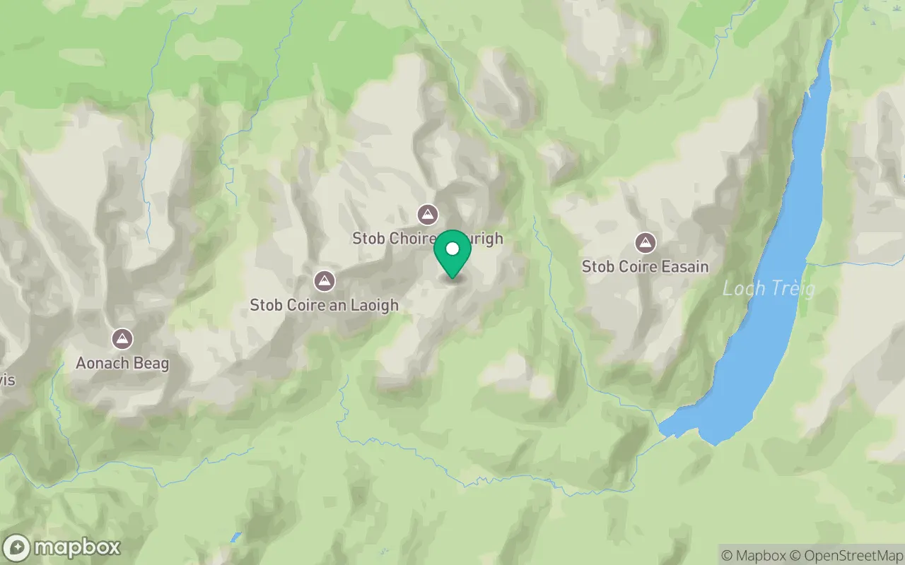 Map showing the location of Stob Ban (Grey Corries) in Fort William, Scotland