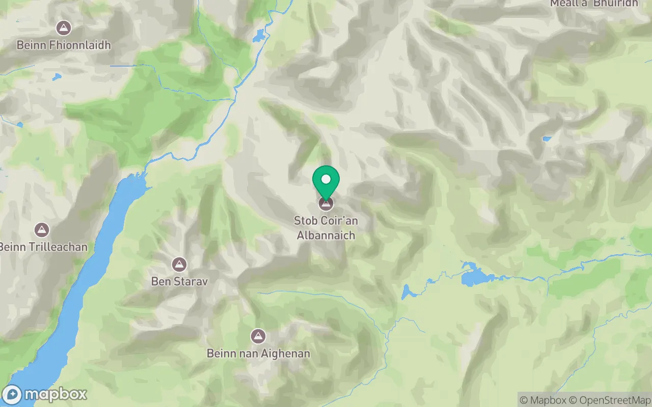 Map showing the location of Stob Coir an Albannaich in Fort William, Scotland