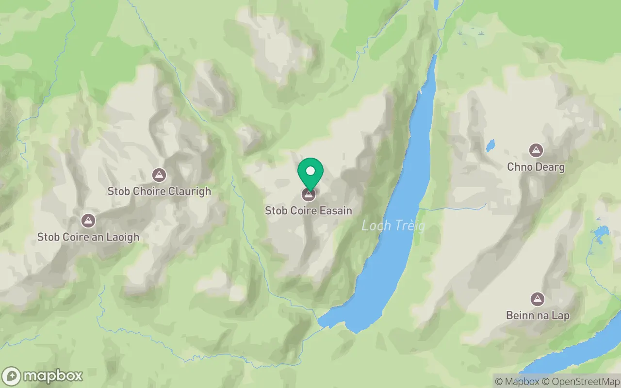 Map showing the location of Stob Coire Easain in Fort William, Scotland