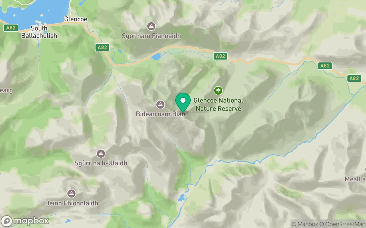 Map showing the location of Stob Coire Sgreamhach in Fort William, Scotland