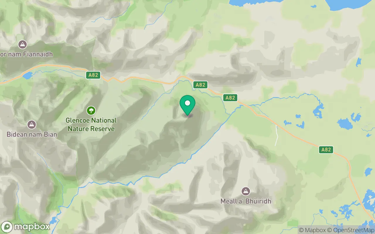 Map showing the location of Stob Dearg in Fort William, Scotland