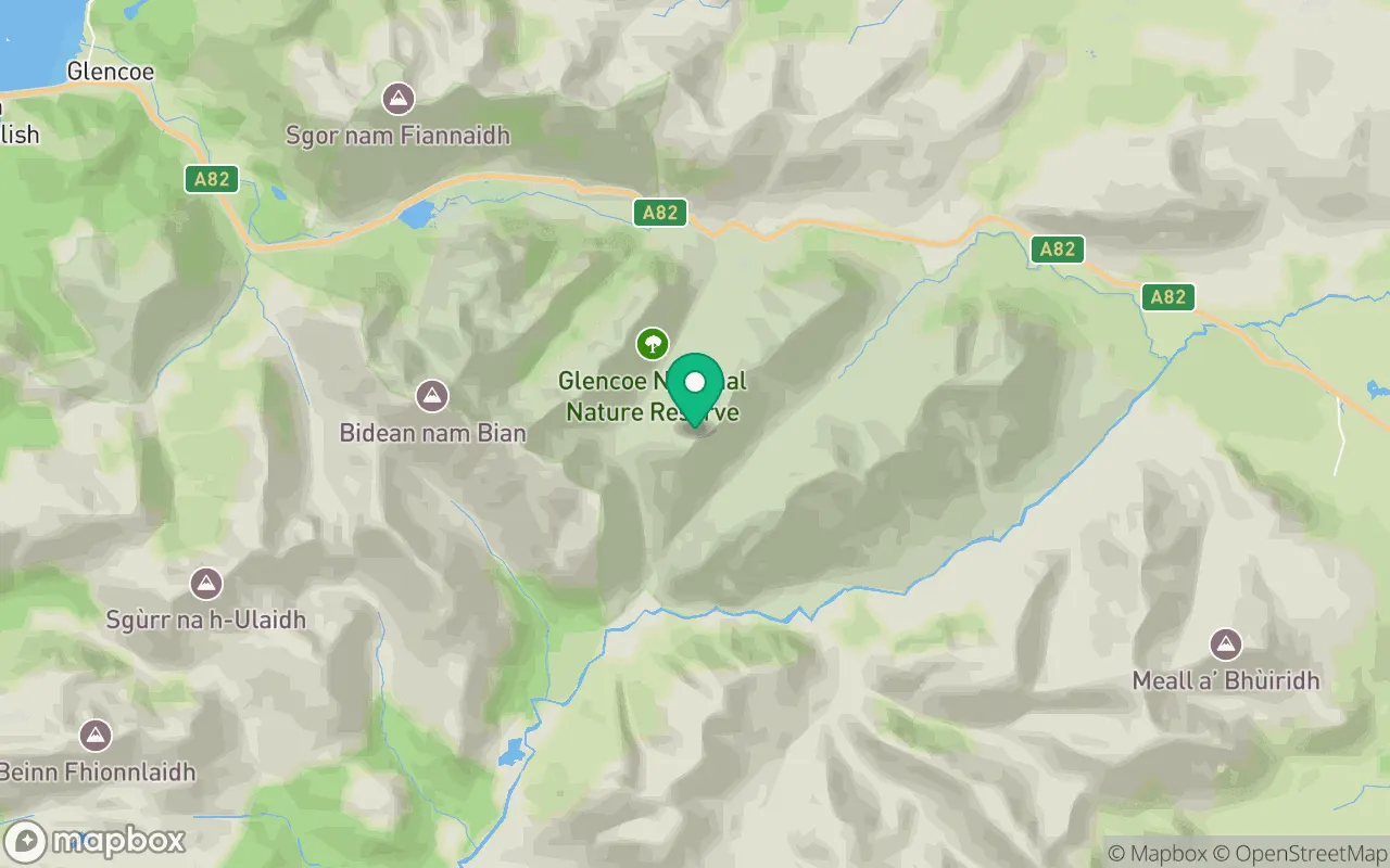 Map showing the location of Stob Dubh in Fort William, Scotland