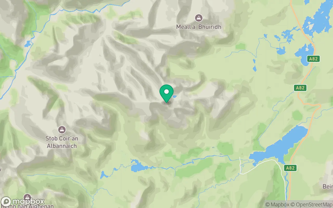 Map showing the location of Stob Ghabhar in Argyll, Scotland