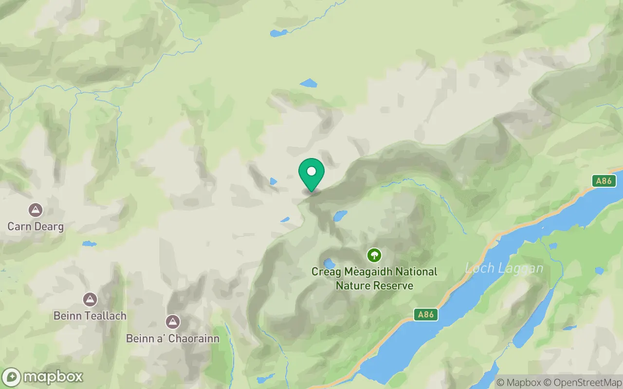 Map showing the location of Stob Poite Coire Ardair in Fort William, Scotland