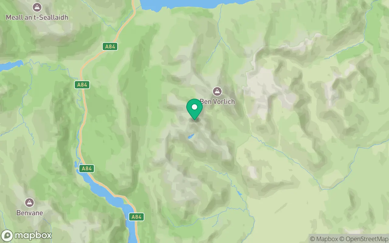 Map showing the location of Stuc a' Chroin in Perthshire, Scotland