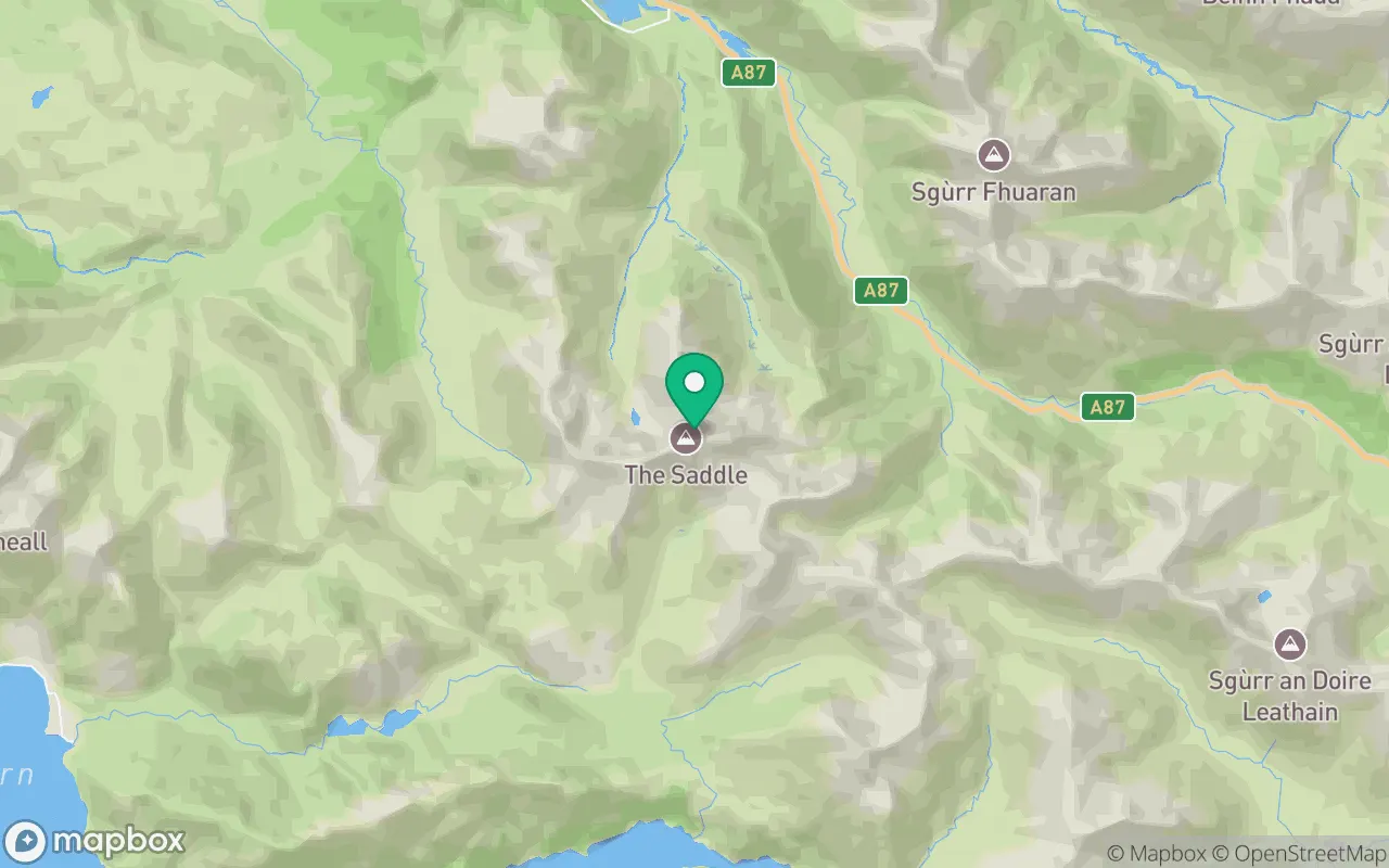 Map showing the location of The Saddle in Kintail, Scotland