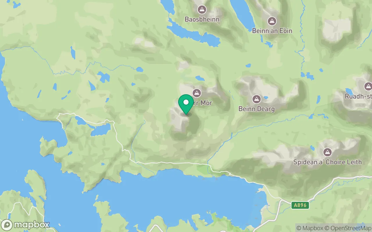 Map showing the location of Tom na Gruagaich in Torridon, Scotland